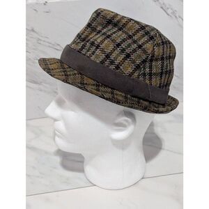 Fisher London Favourite Stroller Men's Yellow Vintage Check Plaid Wool Fedora Ha